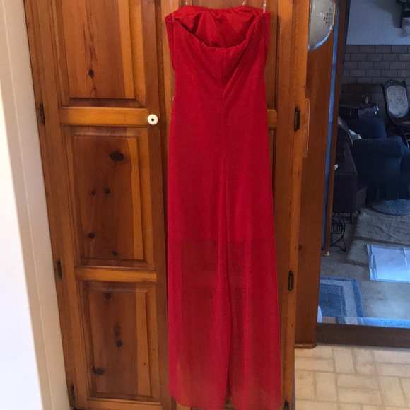 Red strapless cocktail - Picture 5 of 6